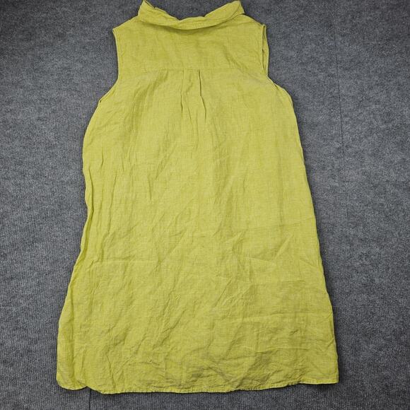 Tahari Dress Womens 2X Chartreuse Linen Sleeveless Popover Coastal Beach Tropics - Picture 6 of 6